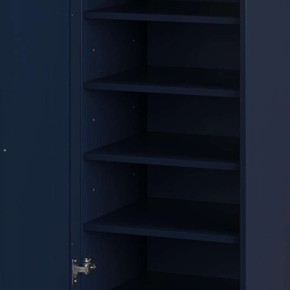 Navy Blue Ten Pair Solid WoodShoe Storage Cabinet