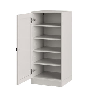 Off White Ten Pair Solid WoodShoe Storage Cabinet