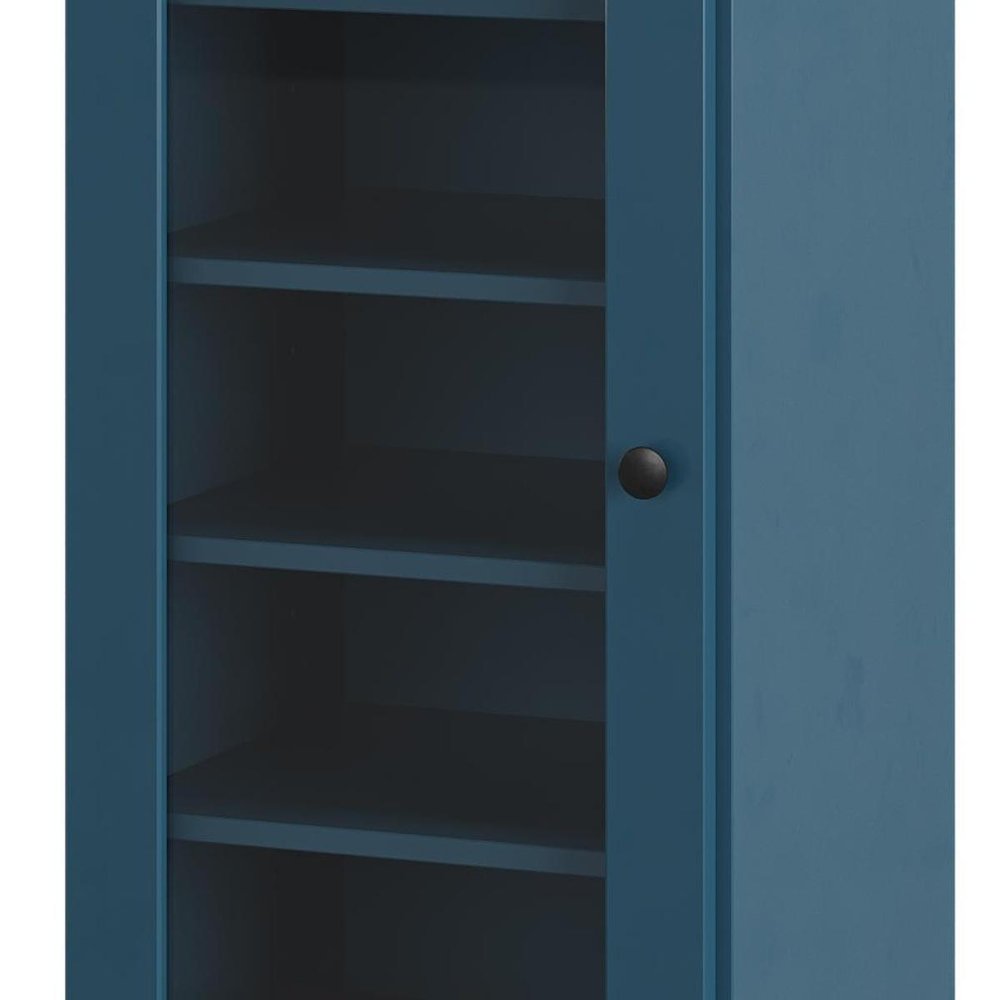 Teal Blue Ten Pair Solid WoodShoe Storage Cabinet