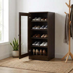 Espresso Ten Pair Solid WoodShoe Storage Cabinet