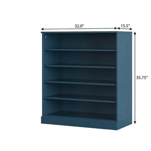 Teal Blue Twenty Pair Solid WoodShoe Storage Cabinet
