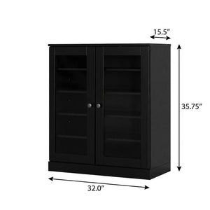 Black Twenty Pair Solid WoodShoe Storage Cabinet