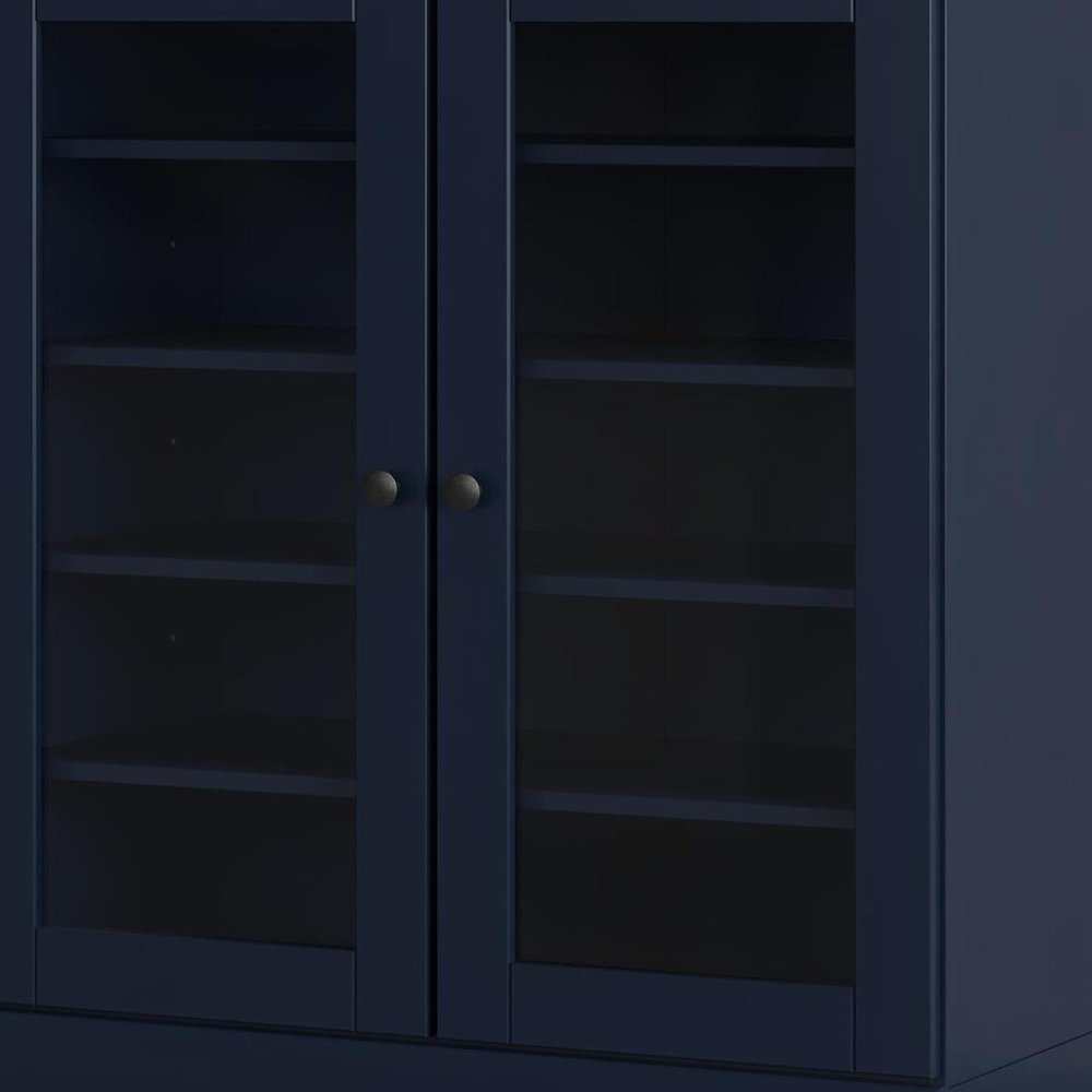 Navy Blue Twenty Pair Solid WoodShoe Storage Cabinet