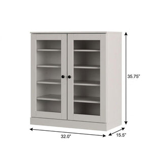 Off White Twenty Pair Solid WoodShoe Storage Cabinet