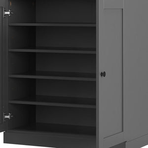 Gray Twenty Pair Solid WoodShoe Storage Cabinet