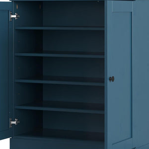 Teal Blue Twenty Pair Solid WoodShoe Storage Cabinet