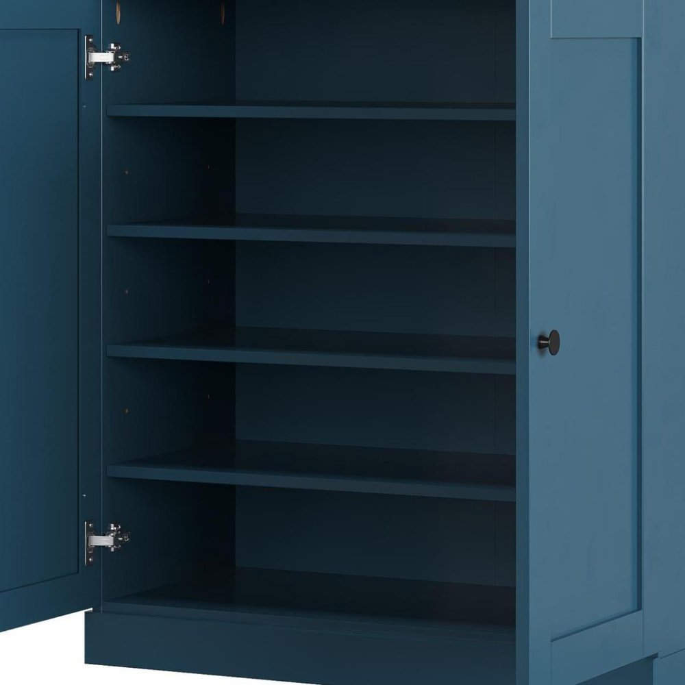 Teal Blue Twenty Pair Solid WoodShoe Storage Cabinet