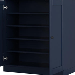 Navy Blue Twenty Pair Solid WoodShoe Storage Cabinet