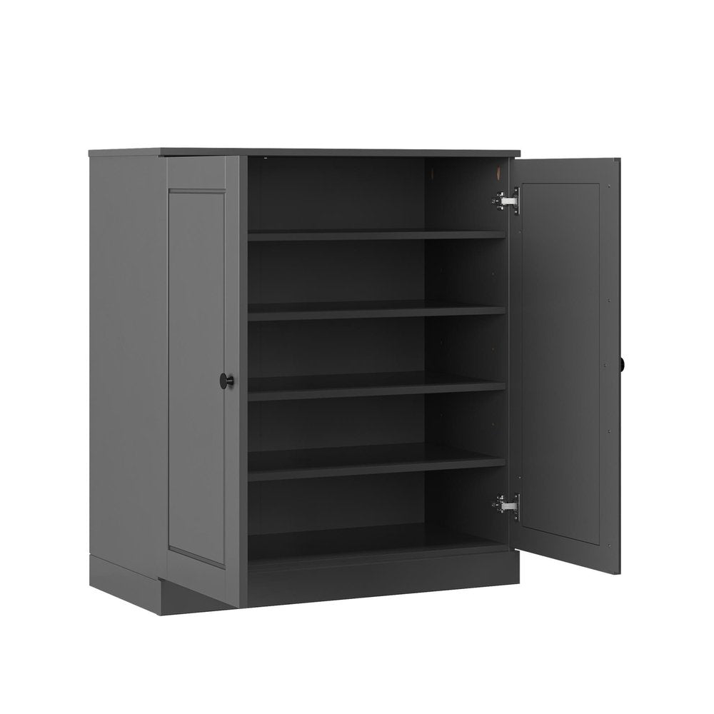 Gray Twenty Pair Solid WoodShoe Storage Cabinet