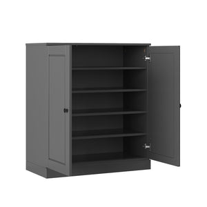 Gray Twenty Pair Solid WoodShoe Storage Cabinet