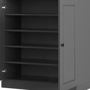 Gray Twenty Pair Solid WoodShoe Storage Cabinet