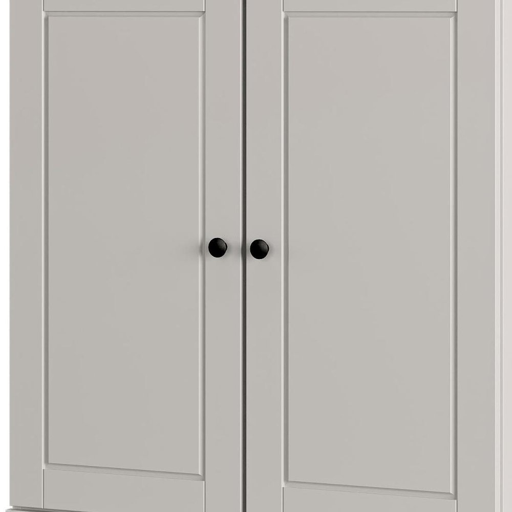 Off White Twenty Pair Solid WoodShoe Storage Cabinet