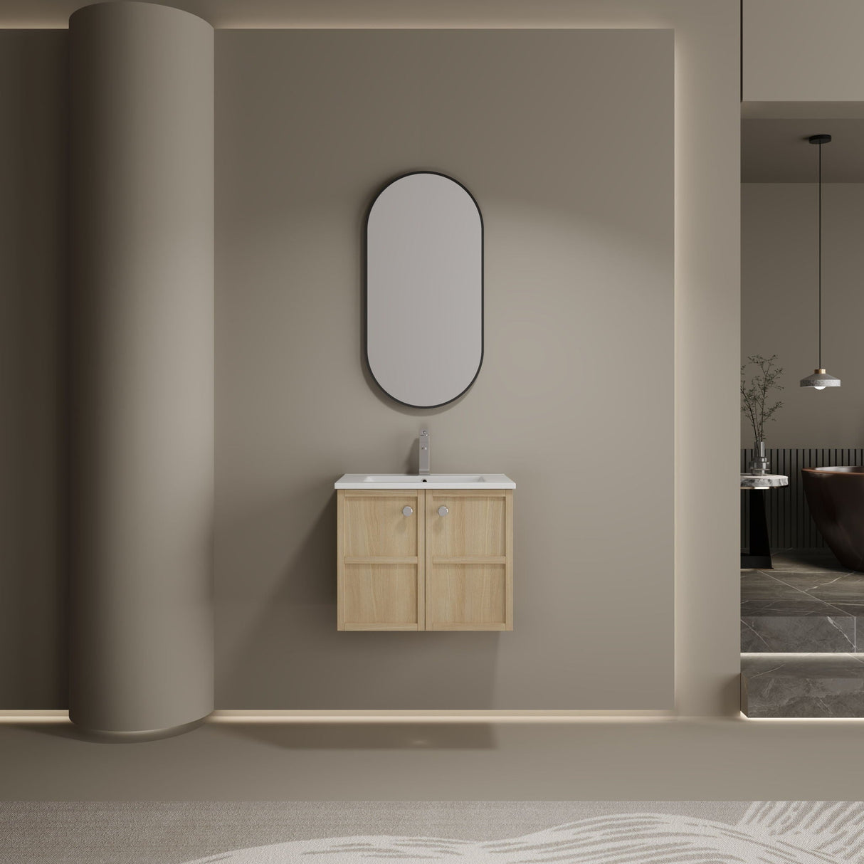 Wall Mounted Bathroom Vanity With Ceramic Sink And 2 Soft Closing Doors by Couch.com
