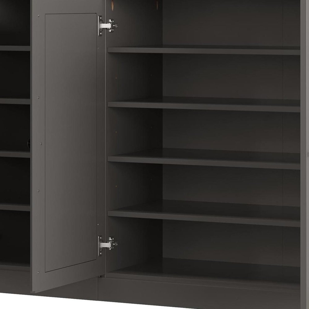 Gray 30 Solid WoodShoe Storage Cabinet