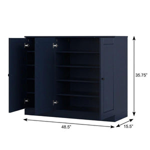 Navy Blue 30 Solid WoodShoe Storage Cabinet