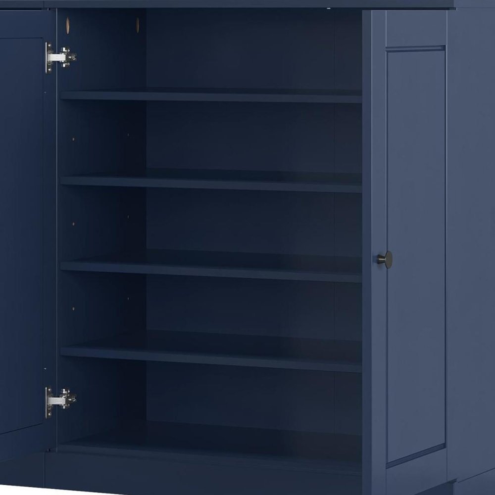 Navy Blue 30 Solid WoodShoe Storage Cabinet