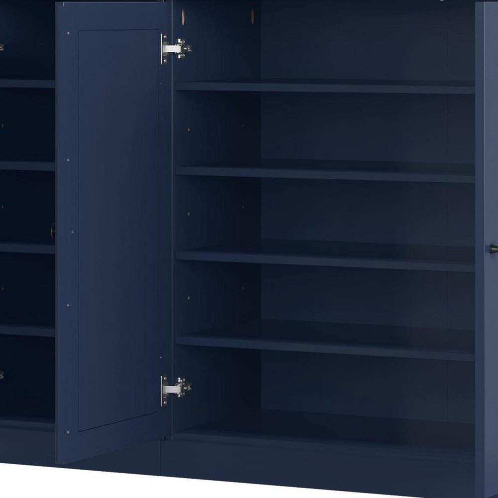 Navy Blue 30 Solid WoodShoe Storage Cabinet
