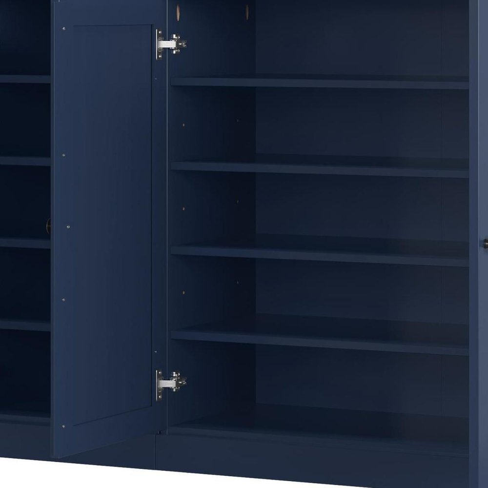 Navy Blue 30 Solid WoodShoe Storage Cabinet