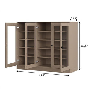 Beige 30 Solid WoodShoe Storage Cabinet