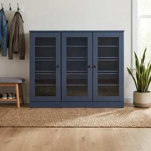 French Blue 30 Solid WoodShoe Storage Cabinet