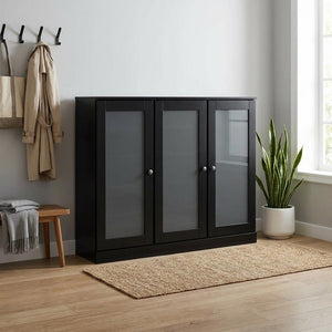 Black 30 Solid WoodShoe Storage Cabinet