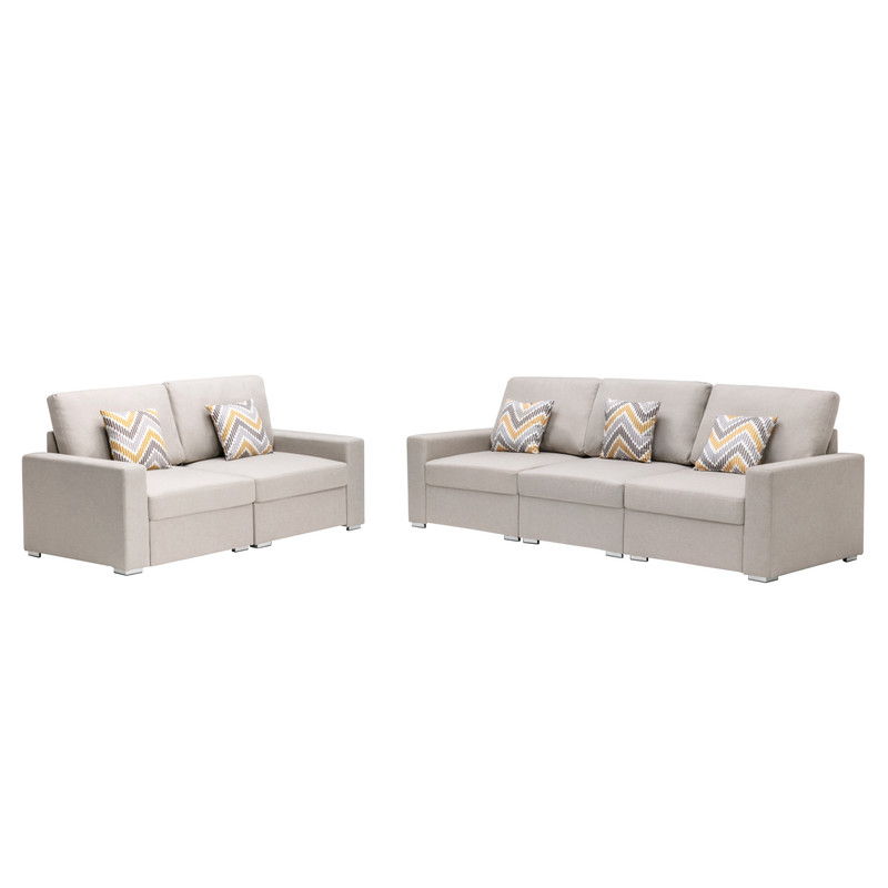 Nolan - Linen Fabric Sofa And Loveseat Living Room With Pillows And Interchangeable Legs by Couch.com