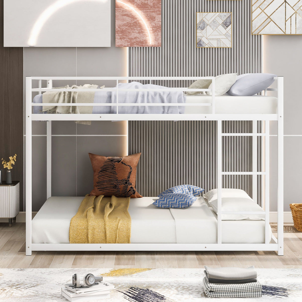 Metal Bunk Bed, Low Bunk Bed With Ladder by Couch.com
