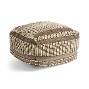 Rustic Wool And Cotton Large Pouf, Handcrafted Tufted Design - Brown / Beige by Couch.com