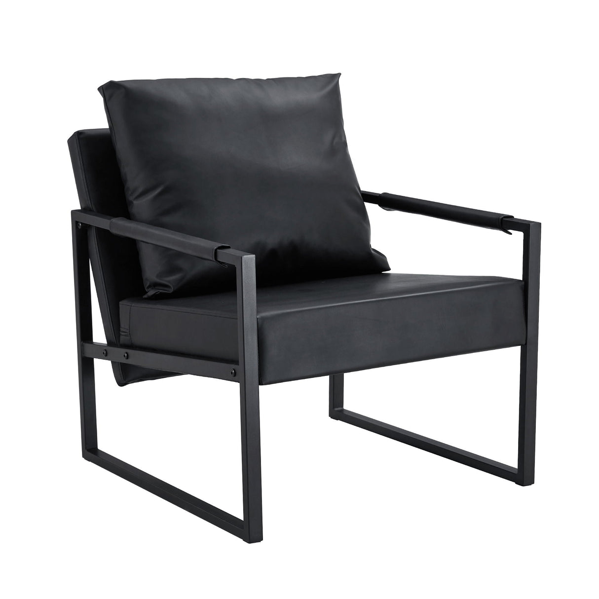 Classic Leather and Metal Frame Sofa