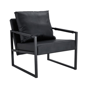 Classic Leather and Metal Frame Sofa