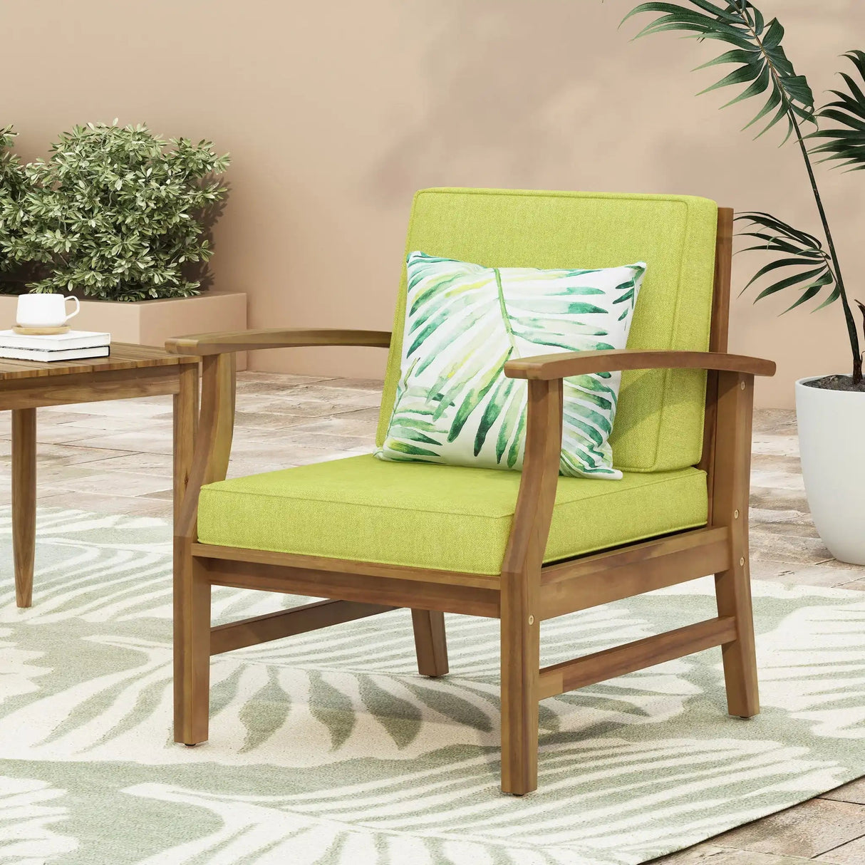 Perla Contemporary Club Chair with Water-Resistant Cushion