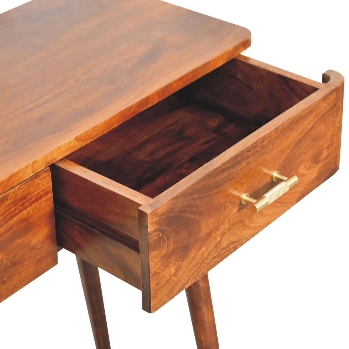 Couch.com T Bar Console Table, 2 Drawers Chestnut, Wood Construction, Dark Brown Finish by Couch.com