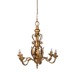 6 Light Chandelier, Hanging Light Fixture With Adjustable Chain For Kitchen Dining Room Foyer Entryway, Bulb Not Included - Gold by Couch.com