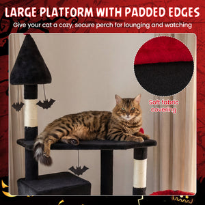 75 Inch Gothic Cat Tree with 2 Condos and Top Perch for Large Cats 20+ LBS-Black