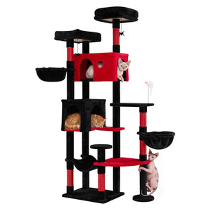 75 Inch Gothic Cat Tree with 2 Plush Perches for Indoor Cats