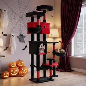 75 Inch Gothic Cat Tree with 2 Plush Perches for Indoor Cats
