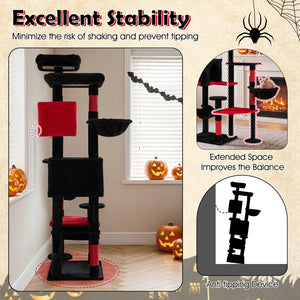 75 Inch Gothic Cat Tree with 2 Plush Perches for Indoor Cats