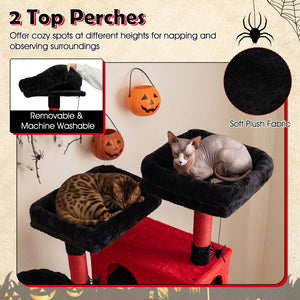 75 Inch Gothic Cat Tree with 2 Plush Perches for Indoor Cats