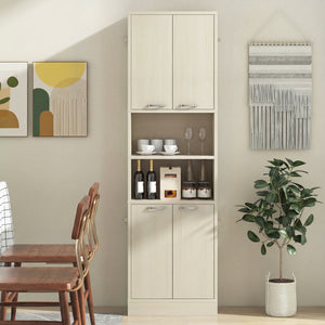 75 Inch Kitchen Pantry Cabinet Tall Cupboard with Doors and Shelves-Beige