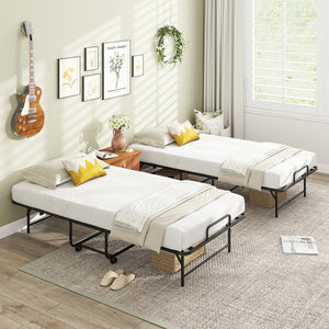 75 x 38 Inch Folding Bed with Mattress Twin Size Rolling Guest Bed
