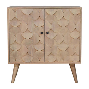 Couch.com Hourglass Carved Cabinet Marble, Modern Style, Wood Construction, Light Brown Finish by Couch.com