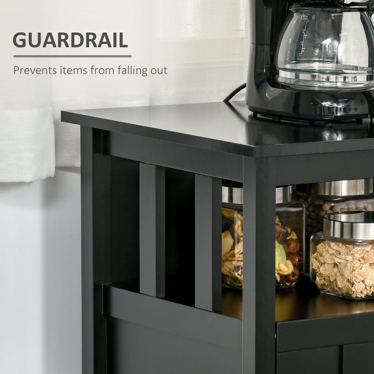 Homcom - Sideboard Buffet Cabinet, Kitchen Cabinet, Coffee Bar Cabinet With 2 Doors And Adjustable Shelves For Entryway Living Room - Black by Couch.com