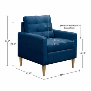 Contemporary Tufted Back Accent Chair With High Density Foam Support - Blue by Couch.com
