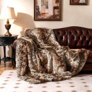 760GSM Soft Plush Fuzzy Luxury Faux Raccoon Fur Blanket for Sofa-M