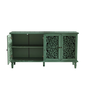 60' Antique Buffet Cabinet with Floral Carvings