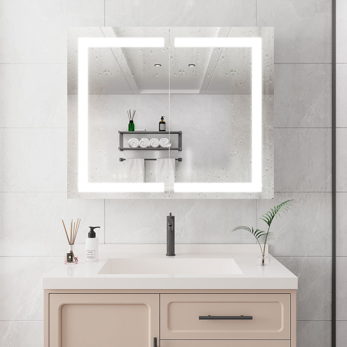 Medicine Cabinet With LED Vanity Mirror, Anti-Fog, Waterproof, Dimmable With Touch Switch by Couch.com