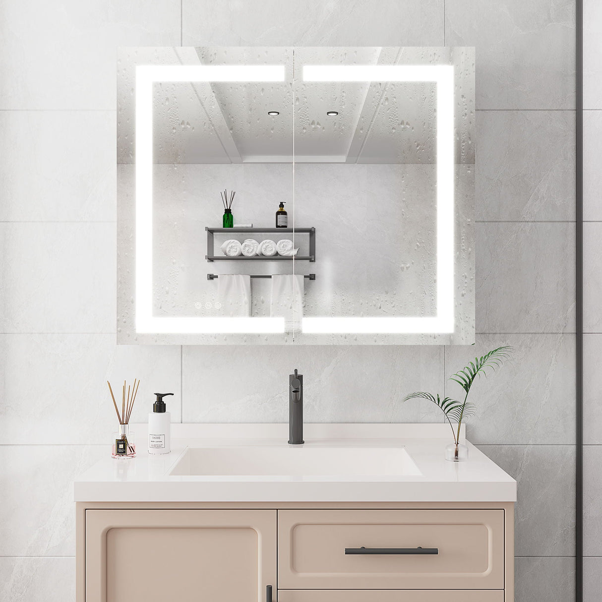 Medicine Cabinet With LED Vanity Mirror, Anti-Fog, Waterproof, Dimmable With Touch Switch by Couch.com