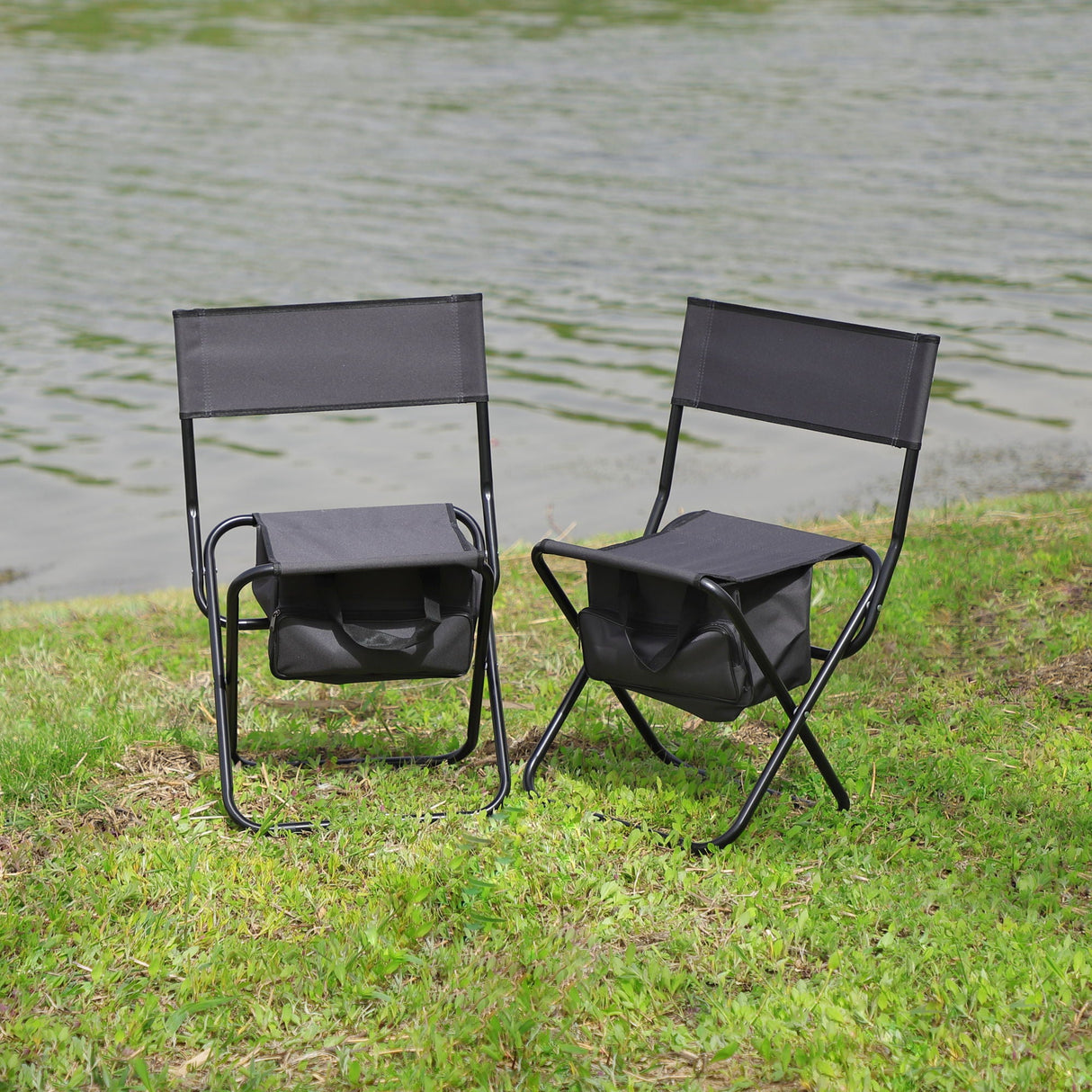 Folding Outdoor Chairs With Storage Bag, Portable Chair For Indoor, Outdoor Camping, Picnics And Fishing (Set of 2) by Couch.com