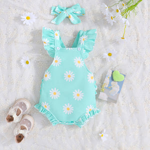 Short Sleeve Casual Rompers Jumpsuit Girls With Headdress