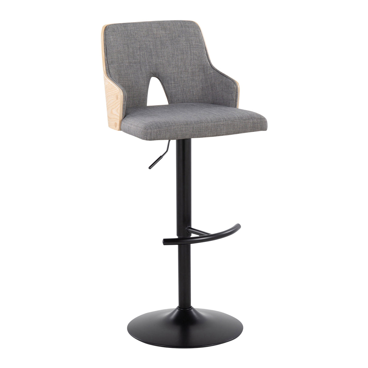Stella - Contemporary Adjustable Barstool Stool With Swivel And Rounded T Footrest (Set of 2) by Couch.com